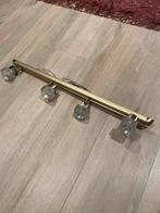 Vier spots lampen op goudkleurige balk, Ophalen, Metaal of Aluminium, Zo goed als nieuw, Led