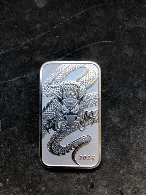 2025 Australia - Rectangular dragon - 1 oz silver bar, Postzegels en Munten, Edelmetalen en Baren, Zilver, Ophalen of Verzenden