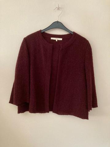 Bordeaux korte cardigan, 3/4 mouwen, Comme ça, maat=small beschikbaar voor biedingen
