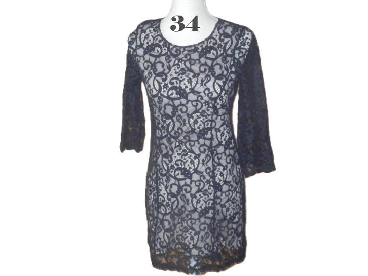 (129)- robe femme t.34 noire - H&M -, Kleding | Dames, Jurken, Zo goed als nieuw, Maat 34 (XS) of kleiner, Zwart, Knielengte, Ophalen of Verzenden