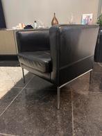 Fauteuil leder, Huis en Inrichting, Fauteuils, Ophalen, Minder dan 75 cm, Zo goed als nieuw, Metaal
