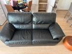 Zwarte leren zetel, Huis en Inrichting, Zetels | Zetels, Ophalen, Tweepersoons, Leer, Zo goed als nieuw