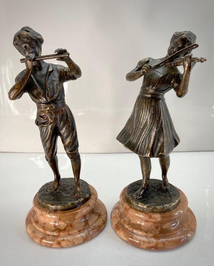 Paar gesigneerde bronzen, Antiek en Kunst, Antiek | Kandelaars, Ophalen of Verzenden