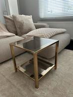 Metalen bijzettafel met gefumeerd glas, Ophalen, Glas