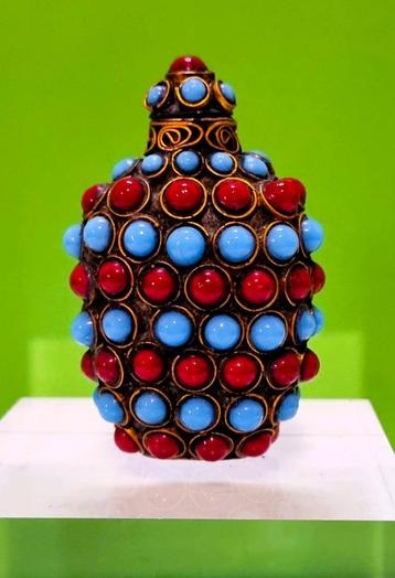 Snuifflesje - Snuff bottle koraalrood /turquoise beschikbaar voor biedingen