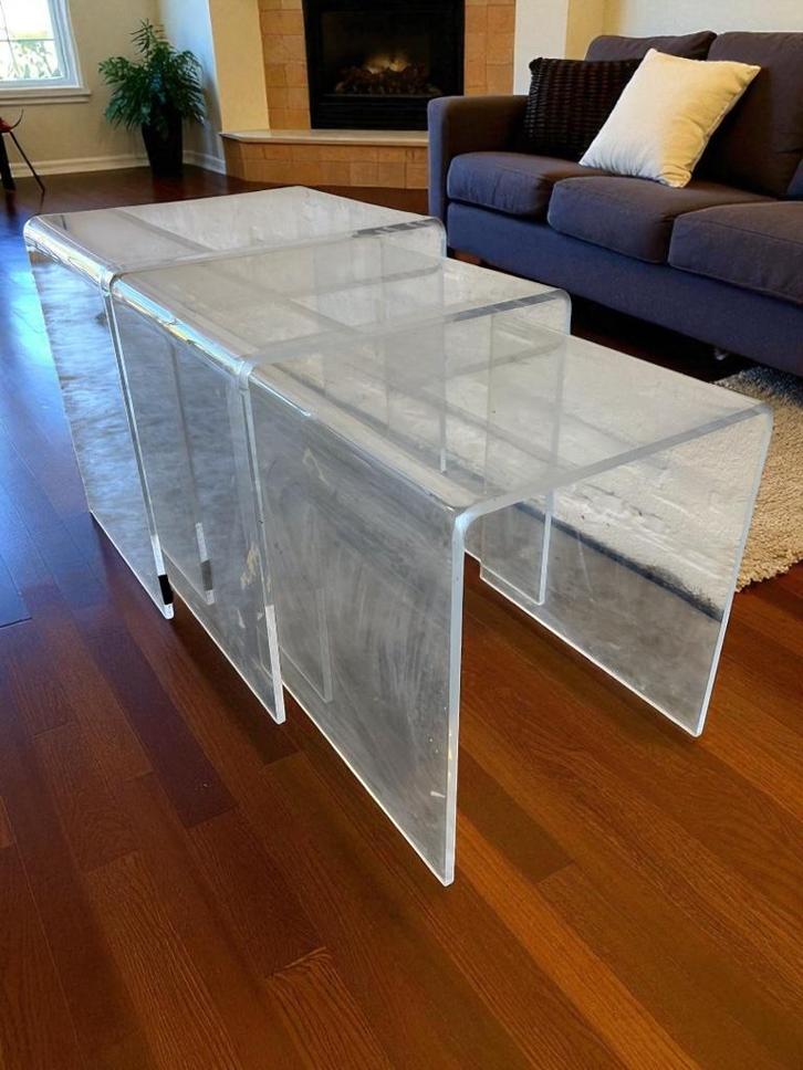 Set van 3 nesting tables in plexiglas / salontafel, Huis en Inrichting, Tafels | Bijzettafels, Ophalen of Verzenden