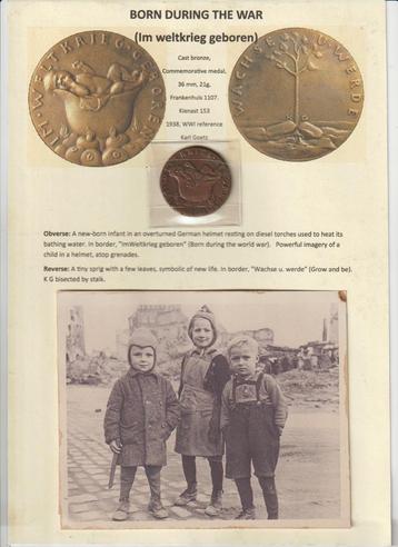 Satirische medaille 'Im Weltkrieg geboren',  Goetz beschikbaar voor biedingen
