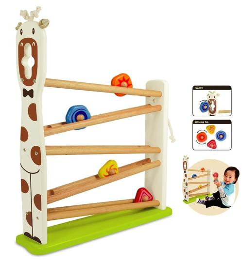 Houten ballenbaan rollerbaan Giraffe I'm toy, Kinderen en Baby's, Speelgoed | Houten speelgoed, Nieuw, Overige typen, Ophalen of Verzenden