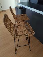 Alterego Design barkrukken 'BOCADIA' van rotan (2 stuks), 2 krukken, Ophalen, Metaal, 60 tot 90 cm