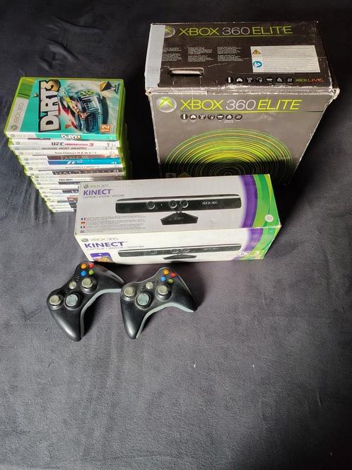XBOX 360 Elite (120gb) + Kinect, uDraw en 21 games, Games en Spelcomputers, Spelcomputers | Xbox 360, Gebruikt, Met games, Ophalen