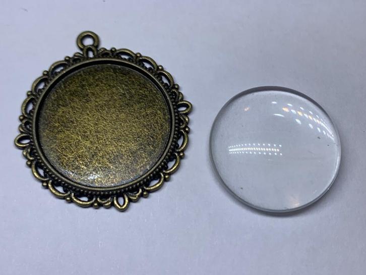 21 sets Cabochon hanger met glaasje oudgoud kleur, Hobby en Vrije tijd, Kralen en Sieraden maken, Nieuw, Hanger, Ophalen of Verzenden