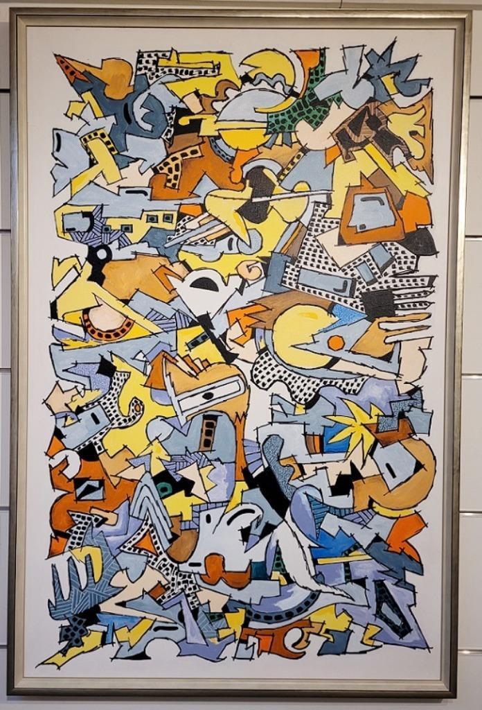 Pierre PISIVIN, abstracte compositie 1, Antiek en Kunst, Kunst | Schilderijen | Abstract, Ophalen