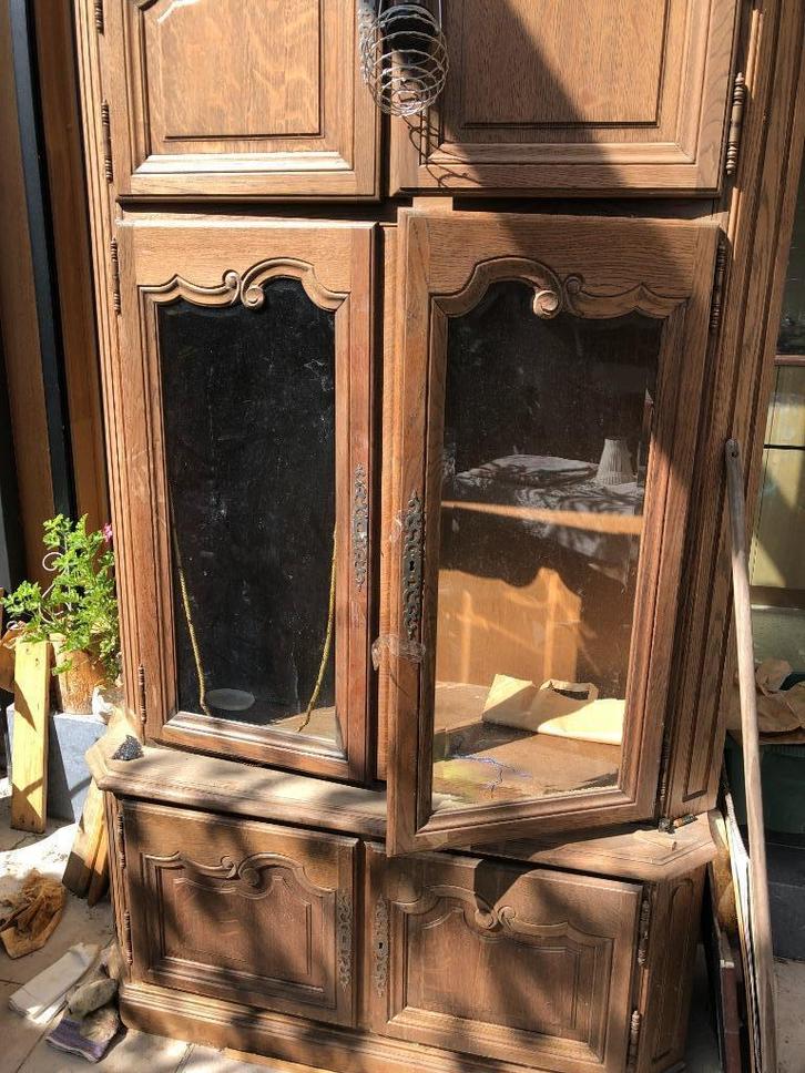 vitrinekast  eik dringend weg(één van driedelige wand kast), Huis en Inrichting, Kasten | Wandmeubels, Gebruikt, 200 cm of meer