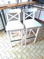 2 chaisses bar ikea état neuf ingolf  blanc, Ophalen, Met voetsteun, 60 tot 90 cm, Zo goed als nieuw