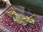 Gouden zeemeerminnen tafel, Huis en Inrichting, Ophalen, Gebruikt, 100 tot 150 cm, 50 tot 100 cm