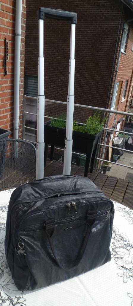 Kipling zwarte trolley „Working Life” trips „computer” + aap, Handtassen en Accessoires, Koffers, Gebruikt, Overige materialen