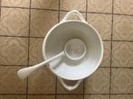 Witte kom met lepel en deksel, Ophalen, Overige materialen, Nieuw, Kom(men)