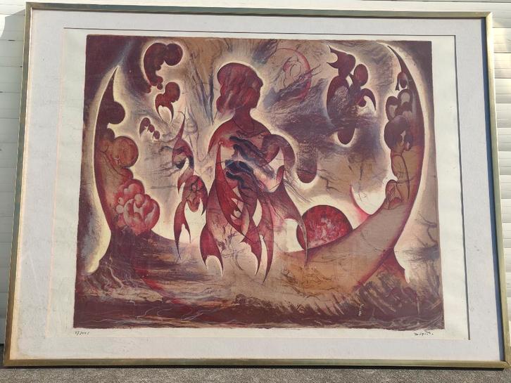 lithographie signe charles delporte, Antiek en Kunst, Kunst | Litho's en Zeefdrukken, Ophalen of Verzenden