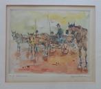 REGNIER DE HERDE / PAARDENKOETS / ZW-W ETS + AQUAREL 43x52cm, Ophalen of Verzenden