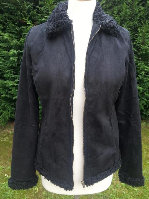 warm jasje zwart imitatie daim/ suède teddy gevoerd 36-38, Kleding | Dames, Jassen | Winter, Gedragen, Maat 36 (S), Zwart, Ophalen of Verzenden
