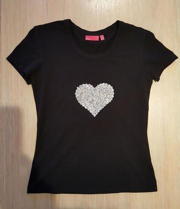 MEXX zwart T-shirt met zilver hart (nieuw)