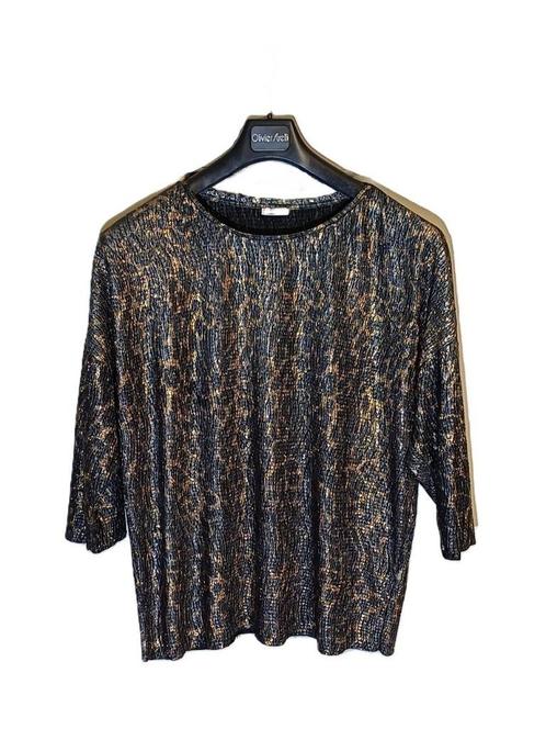 Mooie blouse met goud motief, Kleding | Dames, Blouses en Tunieken, Zo goed als nieuw, Maat 42/44 (L), Zwart, Ophalen of Verzenden