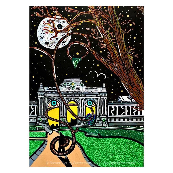 Peinture originale du Parc du Cinquantenaire - Acrylique, Antiquités & Art, Art | Peinture | Moderne, Enlèvement ou Envoi