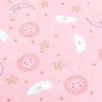 61113) 140x50 cm katoen flanel sun moon star roze, 120 cm of meer, Nieuw, Ophalen of Verzenden, Katoen