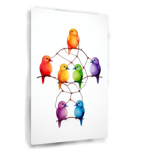 Tableau sur verre Oiseaux colorés 90x135cm + Système d'accro, Antiquités & Art, Art | Peinture | Moderne, Envoi