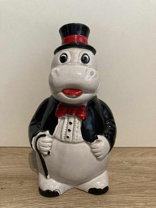Vintage spaarpot van aardewerk in de vorm van een hypopotamu, Verzamelen, Spaarpotten, Ophalen of Verzenden