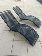 2 ligstoelen van Maisons du Monde – metaal & zwart wicker, Ophalen, Gebruikt, Wicker