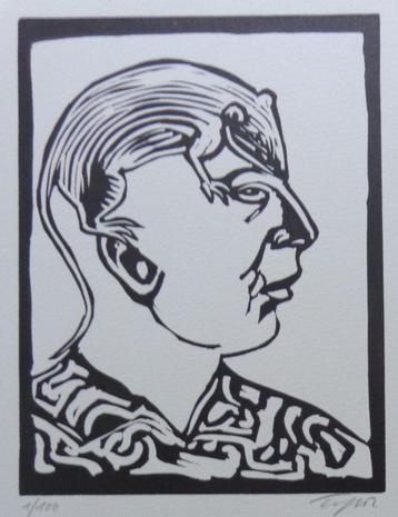 ROLAND TOPOR / KAFKA ONDERWERELD / ZW-W LINOSNEDE / 38x28cm beschikbaar voor biedingen