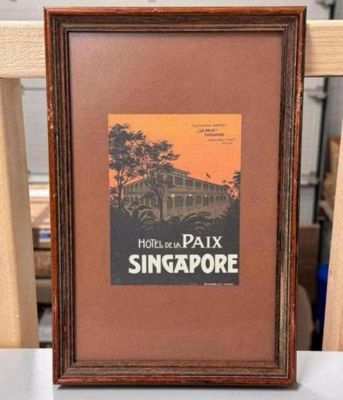 Ingelijste vintage flyer - Hotel de la Paix Signapore Napoli, Antiek en Kunst, Curiosa en Brocante, Ophalen of Verzenden