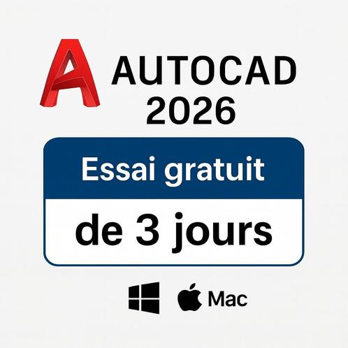 Autodesk Autocad 2026 Gratuit 3 Jours Essai, Computers en Software, Besturingssoftware, Ophalen of Verzenden