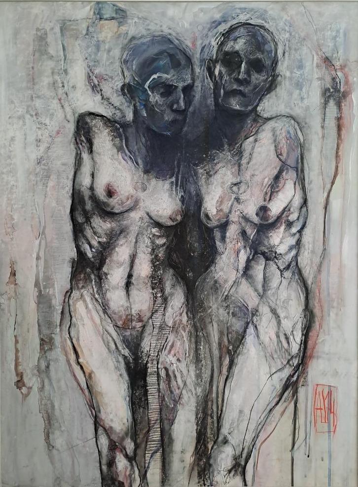 AL14_Vrouwen 114 x 94, Antiek en Kunst, Kunst | Schilderijen | Modern, Ophalen