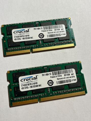 Crucial RAM DDR3L 4GB x 2 = 8GB beschikbaar voor biedingen