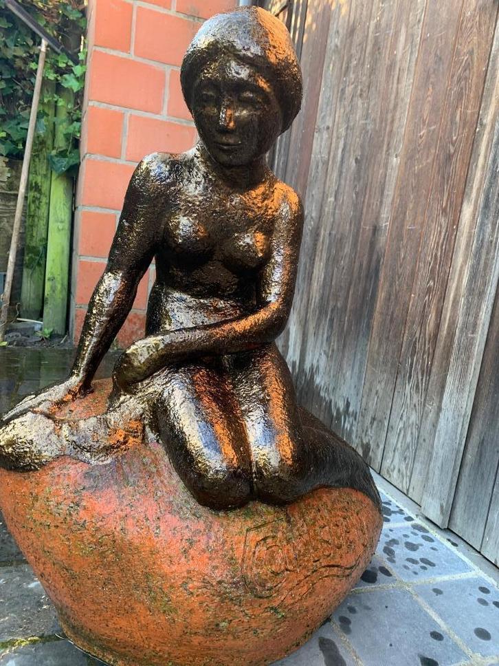 Tuinbeeld zeemeermin, Tuin en Terras, Tuinbeelden, Zo goed als nieuw, Overige typen, Steen, Ophalen