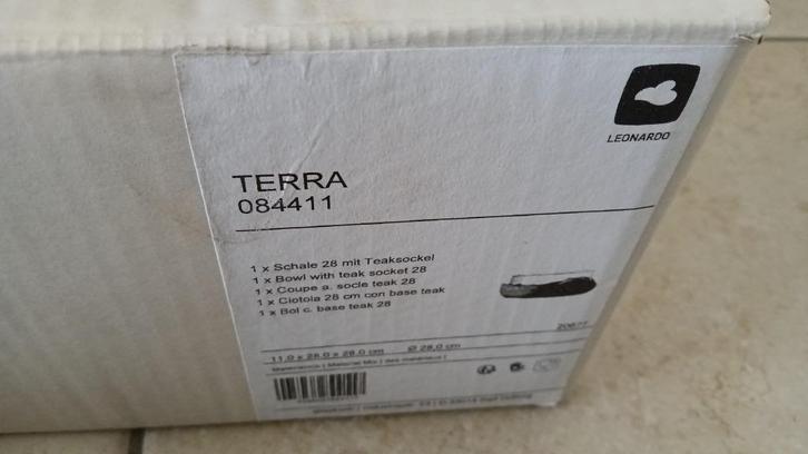 fruitschaal teakhout glas NIEUW Leonardo Terra Bijenkorf, Huis en Inrichting, Woonaccessoires | Schalen en Manden, Nieuw, Schaal