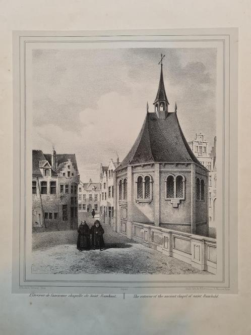 1847 - Mechelen / de Sint-Romboutskapel, Antiquités & Art, Art | Lithographies & Sérigraphies, Envoi