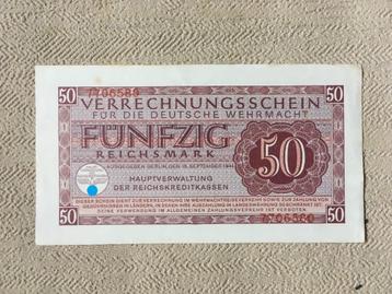 Duits bankbriefje van 50 Reichsmark Wehrmacht - 1944- wo2 beschikbaar voor biedingen