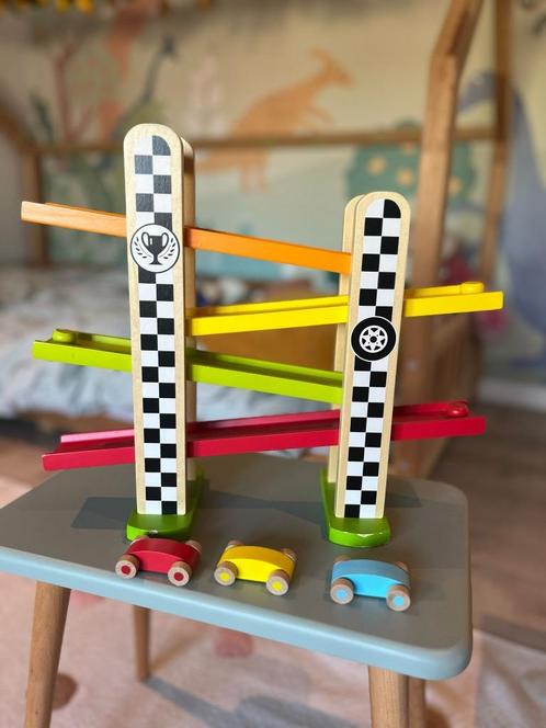Houten Rollerbaan voor Auto’s incl. 3 autootjes, Kinderen en Baby's, Speelgoed | Houten speelgoed, Zo goed als nieuw, Rij- of Hobbelspeelgoed