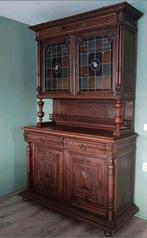 Armoire ancienne en chêne avec vitraux d'origine, bois sculp, Antiquités & Art, Enlèvement