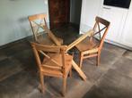 Ronde glazen eettafel met 3 stoelen, Ophalen, Gebruikt, Glas, Rond