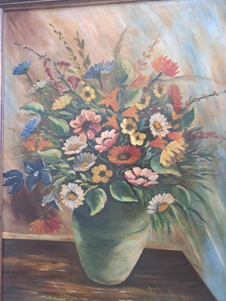 Olieverfschilderij - Olieverf op hout - Bloemen, Antiek en Kunst, Kunst | Schilderijen | Klassiek, Ophalen