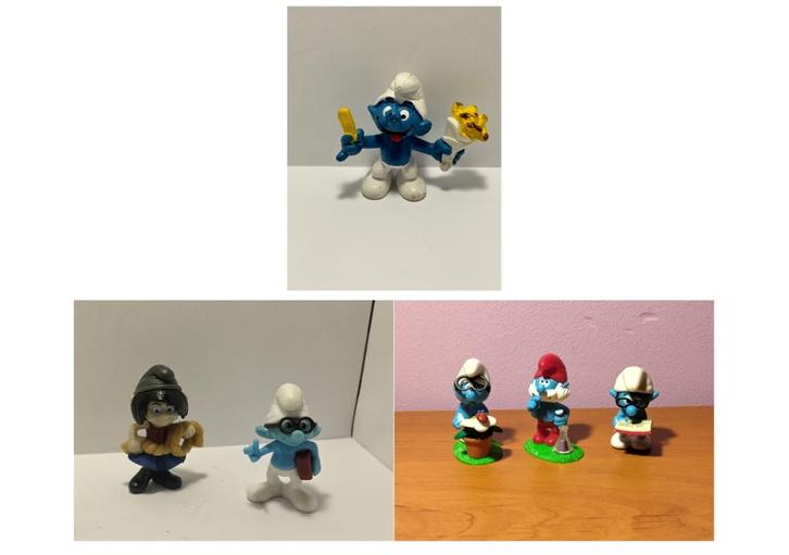 Lot Smurfen: Peyo 1981/Kinder: 2008-2011-2013, Verzamelen, Smurfen, Zo goed als nieuw, Poppetje, Figuurtje of Knuffel, Verschillende Smurfen