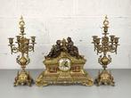 Messing schouwgarnituur met bronzen beelden, Antiek en Kunst, Ophalen