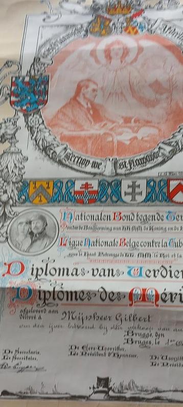  Diploma (brevet)militair  van Gilbert Rene die in 1wo