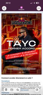 ticket cinéma concert tayc, Deux personnes, Autres genres, Autres types