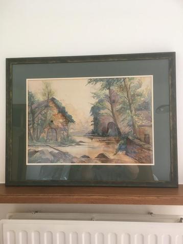 Aquarel van Massiani L. Afmetingen: 38 x 55 cm. Hoevezicht. beschikbaar voor biedingen