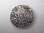 Frankrijk : 50 centimes 1910 in zilver, Frankrijk, Zilver, Losse munt, Verzenden